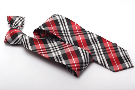 Cravate Motifs Tissés Ecossais Rouge Noir