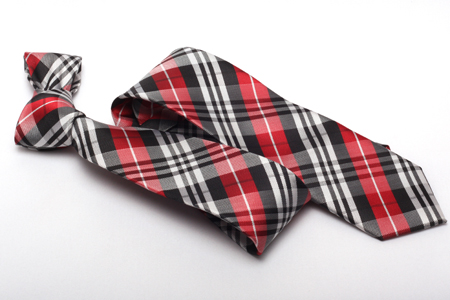 Cravate Motifs Tiss&eacute;s Ecossais Rouge Noir